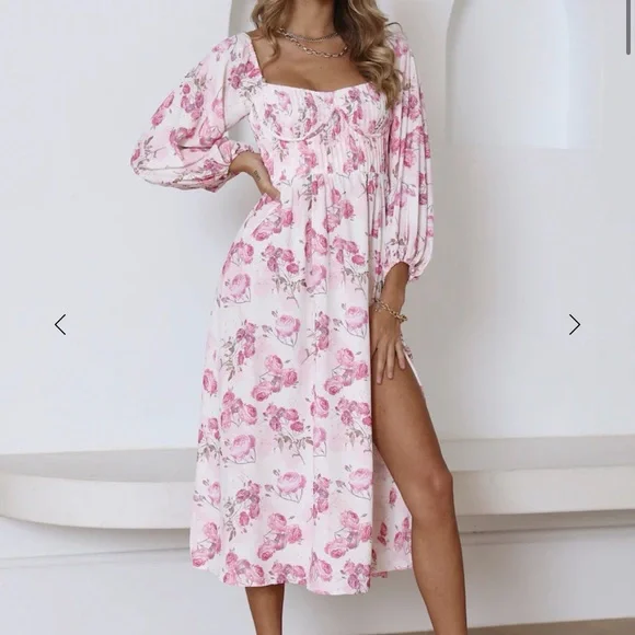 Hello Molly Pink Floral Midi Dress - Picture 3 of 6